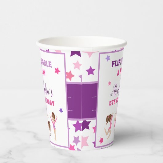 Gymnastics Girl Stars Birthday Party Papieren Bekers (Rechts)