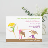 Gymnastics Girls Birthday Party Invitation Kaart (Staand voorkant)