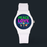 Gymnastics Girls Horloge<br><div class="desc">Cute Peace Love Gymnastics gift voor een klein meisje gymnast die graag naar de bubbelen kijkt! 3 verschillende kinderen die verschillende gymnastiektrucs uitvoeren onder de woorden in  neonroze,  groen en blauw.</div>
