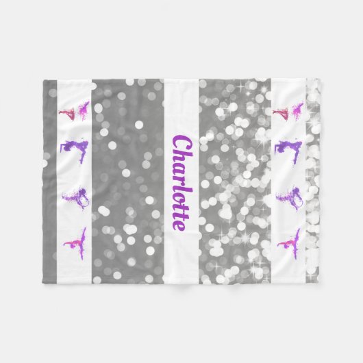 Gymnastics Girls Persoonlijke naam Bokeh Lights Fleece Deken (Voorkant (Horizontaal))