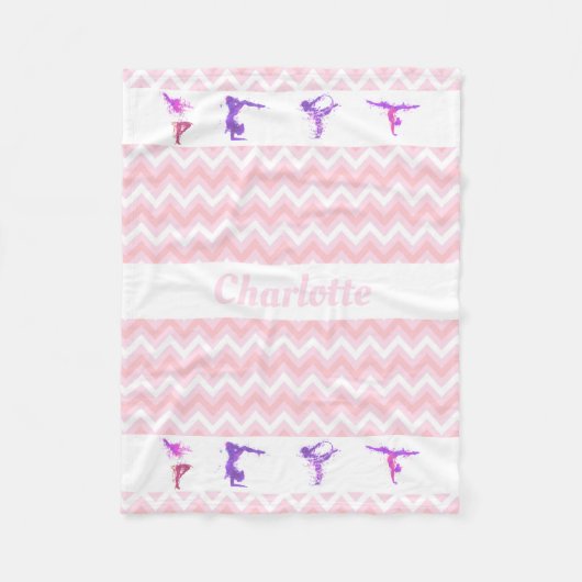 Gymnastics Girls Persoonlijke naam Roze Chevrons Fleece Deken (Voorkant)