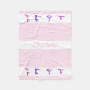 Gymnastics Girls Persoonlijke naam Roze Quatrefoil Fleece Deken
