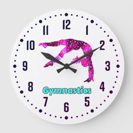 Gymnastics Girls Pink/Turquoise Handspring Grote Klok (Voorkant)