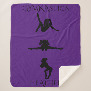 GYMNASTICS GIRL'S SHERPA BLANKET. Aangepaste naam. Sherpa Deken