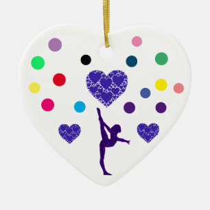 "GYMNASTICS" hart ornament. Keramisch Ornament