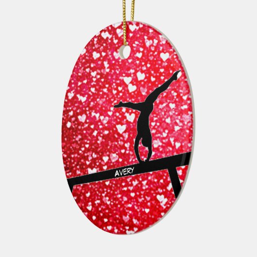 Gymnastics Hearts Balance Beam Ceramic Ornament (Links)