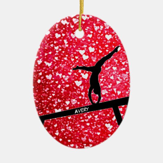 Gymnastics Hearts Balance Beam Ceramic Ornament (Voorkant)