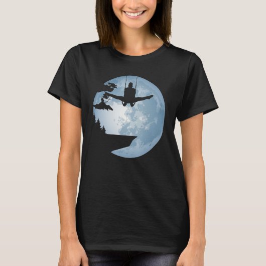 Gymnastics in front of Full Moon Silhouette Gymnas T-shirt (Voorkant)