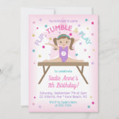 Gymnastics Jump Birthday Party Brunette Kaart (Voorkant)