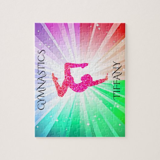 "GYMNASTICS" licht puzzels met gymnast. (Verticaal)