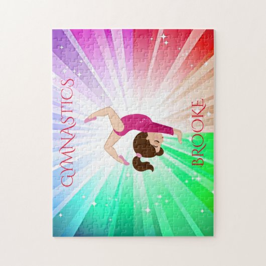 "GYMNASTICS" licht puzzels met gymnast. (Verticaal)