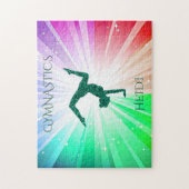 "GYMNASTICS" licht puzzels met gymnast. (Verticaal)