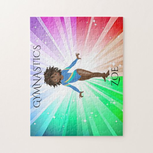 "GYMNASTICS" licht puzzels met gymnast. (Verticaal)