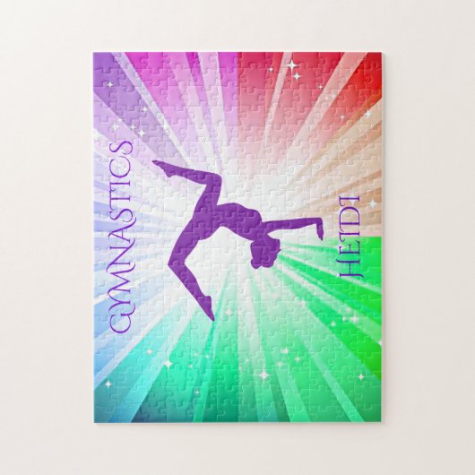 "GYMNASTICS" licht puzzels met gymnast. (Verticaal)