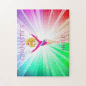 "GYMNASTICS" licht puzzels met gymnast. (Verticaal)