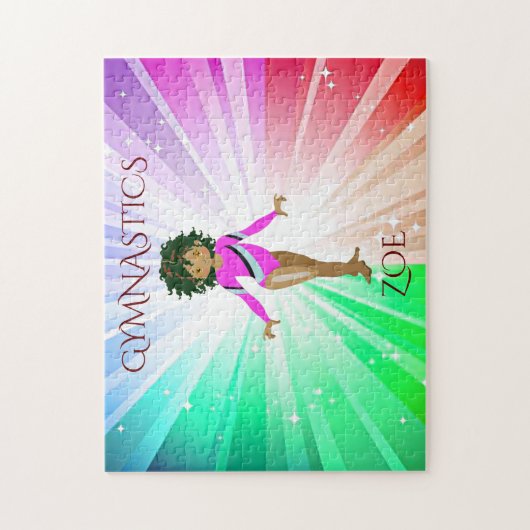 "GYMNASTICS" licht puzzels met gymnast. (Verticaal)