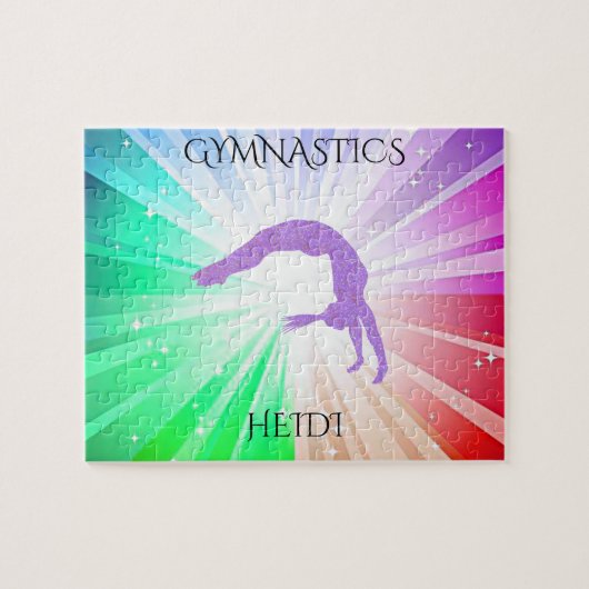 "GYMNASTICS" licht puzzels met gymnast. (Horizontaal)