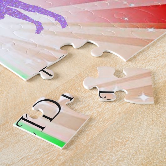 "GYMNASTICS" licht puzzels met gymnast. (Zijkant)