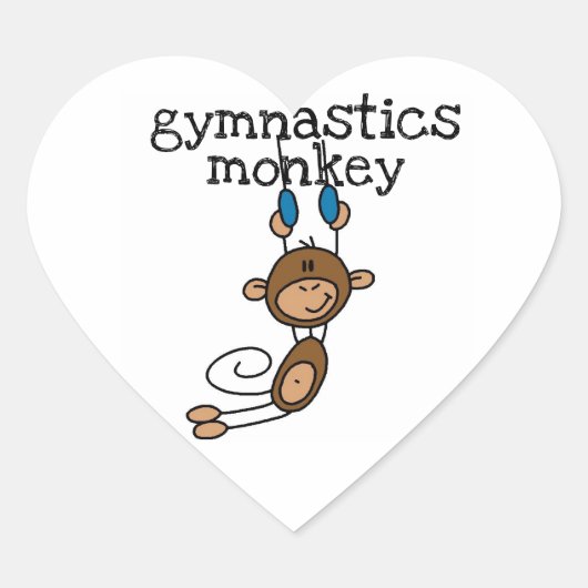 Gymnastics Monkey Hart Sticker (Voorkant)