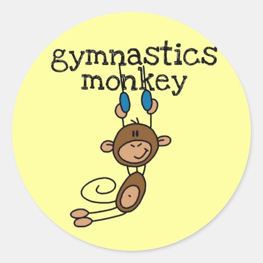 Gymnastics Monkey Ronde Sticker (Voorkant)