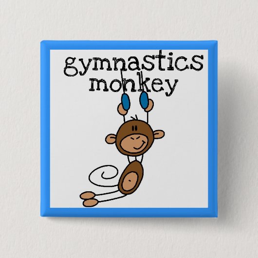 Gymnastics Monkey Vierkante Button 5,1 Cm (Voorkant)