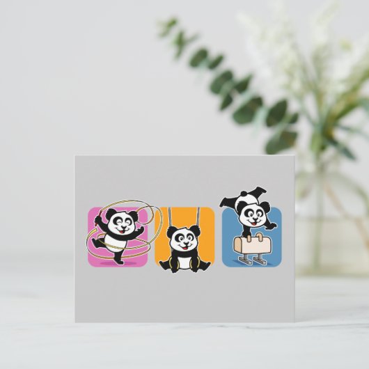 Gymnastics Pandas Briefkaart (Staand voorkant)