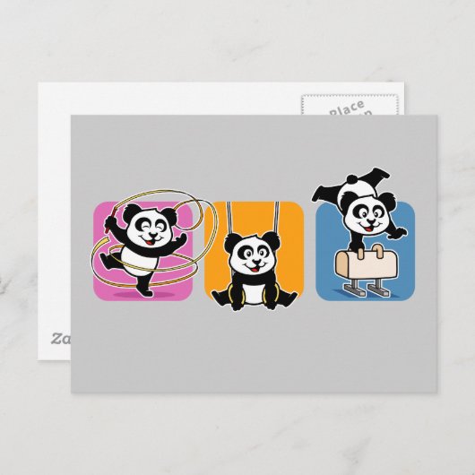 Gymnastics Pandas Briefkaart (Voorkant / Achterkant)