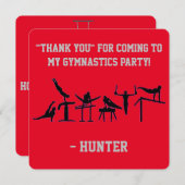 GYMNASTICS PARTIJ CUSTOM Rood/zwart/grijs Bedankkaart (Voorkant / Achterkant)