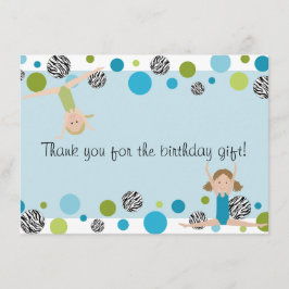 Gymnastics Party Flat Hartelijk dank, Aqua en Groe Bedankkaart