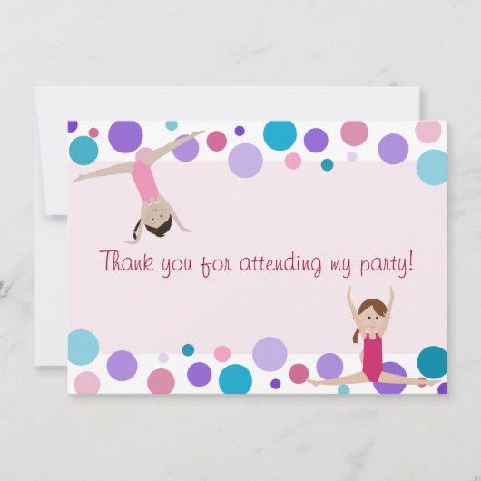 Gymnastics Party Flat Hartelijk dank voor Aqua en Bedankkaart (Voorkant)
