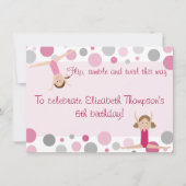 Gymnastics Party Invitation Pink and Grey Kaart (Voorkant)