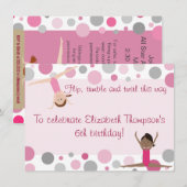 Gymnastics Party Invitation Pink and Grey Kaart (Voorkant / Achterkant)