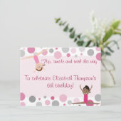 Gymnastics Party Invitation Pink and Grey Kaart (Staand voorkant)