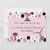 Gymnastics Party Invitation Pink, Grey & Black Kaart (Voorkant)