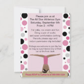 Gymnastics Party Invitation Pink, Grey & Black Kaart (Achterkant)