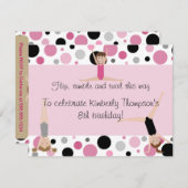 Gymnastics Party Invitation Pink, Grey & Black Kaart (Voorkant / Achterkant)