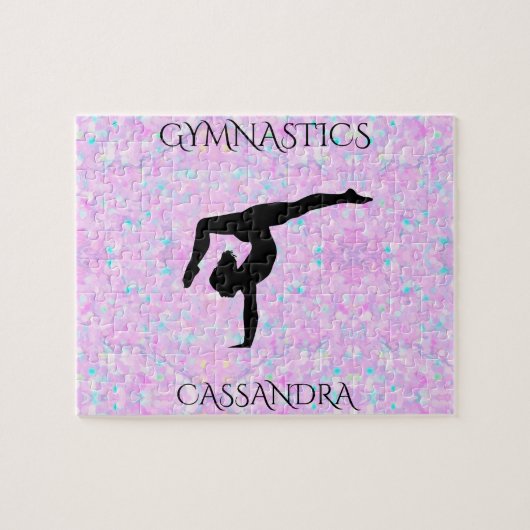 GYMNASTICS pastelpuzzel met gepersonaliseerde naam Legpuzzel (Horizontaal)