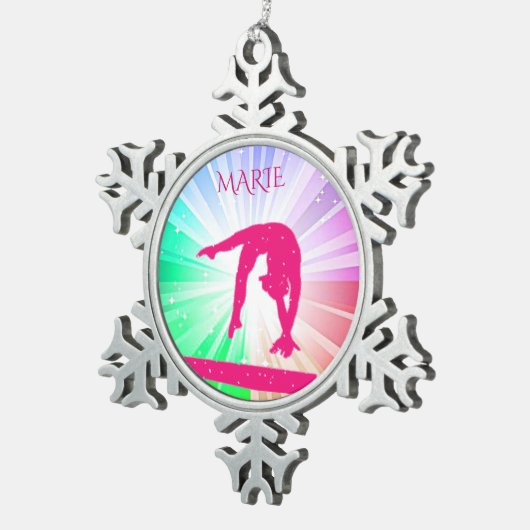 GYMNASTICS PEWTER SNOWFLAKE TREE ORNAMENT. TIN SNEEUWVLOK ORNAMENT (Rechts)