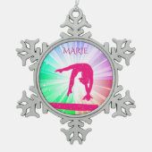 GYMNASTICS PEWTER SNOWFLAKE TREE ORNAMENT. TIN SNEEUWVLOK ORNAMENT (Voorkant)
