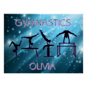 Gymnastics Poster Blue Starburst Gymnastics Pose (Voorkant)