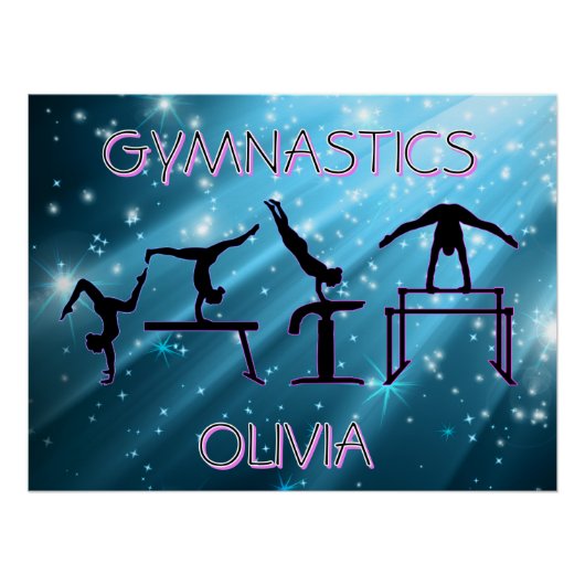 Gymnastics Poster Blue Starburst Gymnastics Pose (Voorkant)