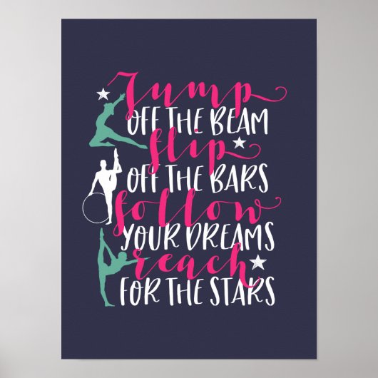 Gymnastics Quote Girl Gymnast Flip off the Bar Poster (Voorkant)