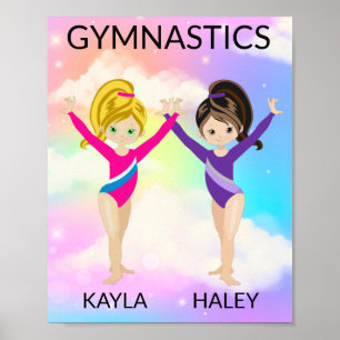GYMNASTICS RAINBOW PERSONALISEERD POSTER