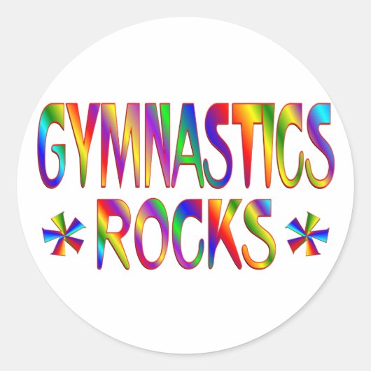 GYMNASTICS ROCKS RONDE STICKER (Voorkant)