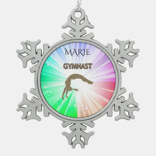 GYMNASTICS SNOWFLAKE TREE ORNAMENT. TIN SNEEUWVLOK ORNAMENT (Voorkant)