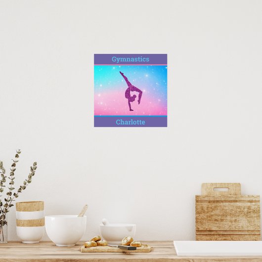 Gymnastics Sparkle Pastel Poster met haar naam (Keuken)