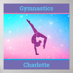 Gymnastics Sparkle Pastel Poster met haar naam