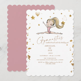  Gymnastics Tumble & Twirl Pink Birthday Party Kaart