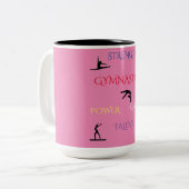 GYMNASTICS TWEE TELEFOONMOK IN PINK/BLACK. TWEEKLEURIGE KOFFIEMOK (Voorkant links)