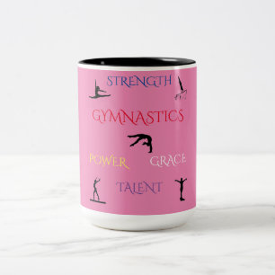 GYMNASTICS TWEE TELEFOONMOK IN PINK/BLACK. TWEEKLEURIGE KOFFIEMOK